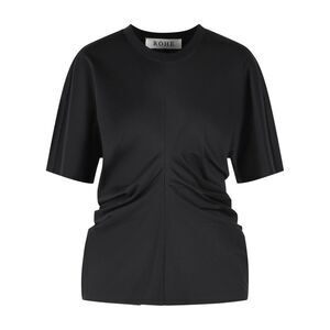 Róhe Draped T-Shirt In Black Cotton Blend Women